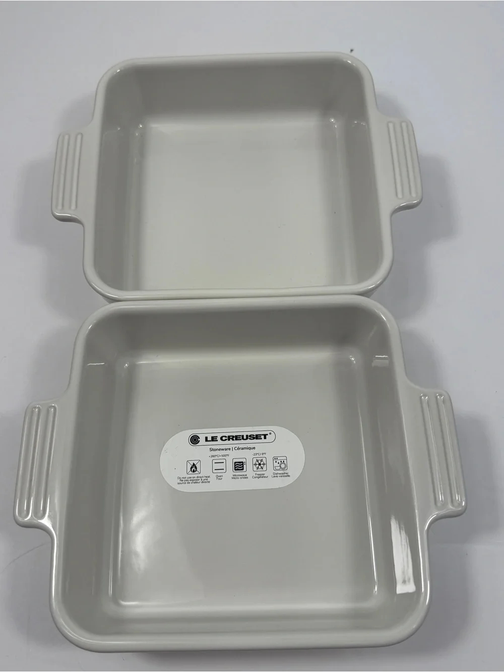 Le Creuset (Set of 2) 14cm Square Dish Meringue Cream Ombré Baker Stoneware